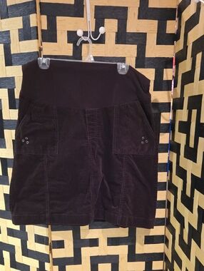 Thyme Maternity Brown Maternity Skirt with Stretch Waistband